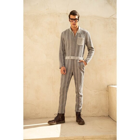 MR TURK by TRINA TURK Dean Jumpsuit ~ Soft Diamond Stripe Knit Print Large L NWT - Picture 3 of 12